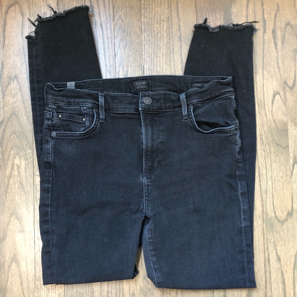 Citizens of Humanity Rocket Hi-Lo Raw Hem High Rise Black Jeans Ember